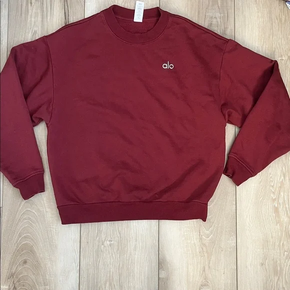 Alo Yoga Accolade Crewneck Sweatshirt Burgundy Size Small - Picture 3 of 6